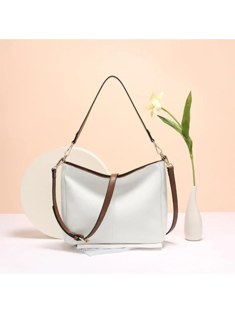 Soft Leather Hobo Bag for Women, Large Casual Tote, Multi Pocket Crossbody Purse